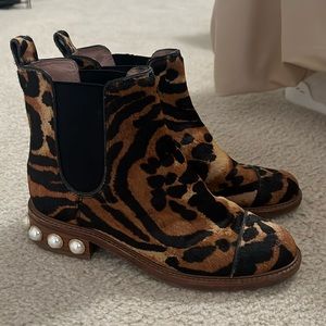 Louise et Cie leopard print booties with pearl details